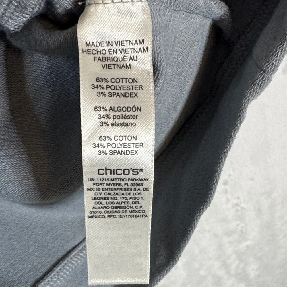 Weekends by Chico's Gray 3/4 Sleeve Sweatshirt Small